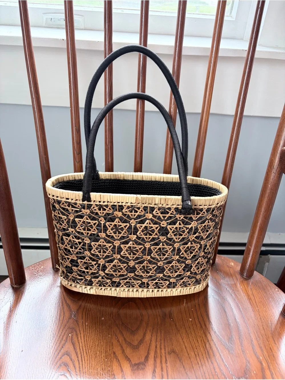 The Sak Woven Rattan Basket Drawstring Tote Purse